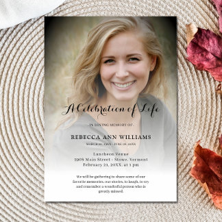 Invitación Celebración fotográfica personalizada del funeral