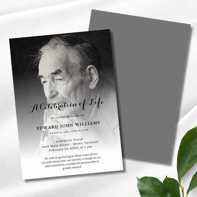 Invitación Celebración fotográfica personalizada del funeral  (Photo Celebration of Life Invitation)