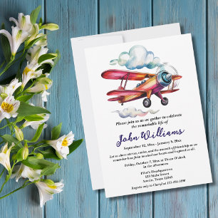 Invitación Celebración Funeral de la Vida Memorial Avión
