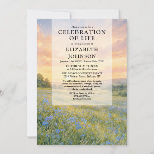 Invitación Celebración Funeral de Recuerdo Floral Olvídate de