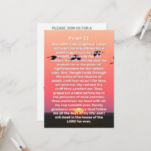 Invitación Celebración Funeral Psalm 23 Pájaros al Atardecer 