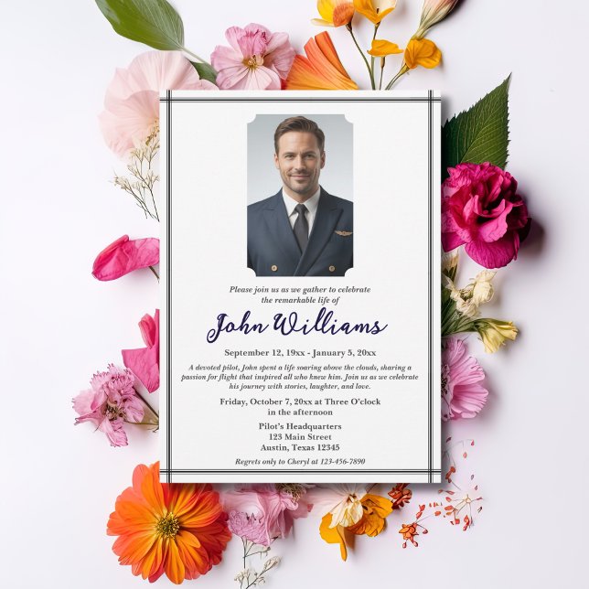 Invitación Celebración funeraria de la vida conmemorativa fot (Subido por el creador)
