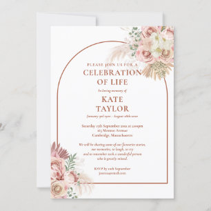 Invitación Celebración funeraria de la vida Pampas Grass Flor