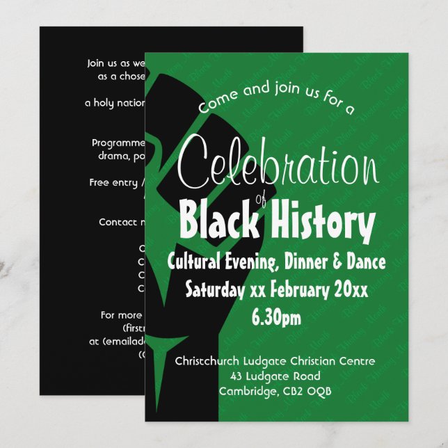 Invitación CELEBRACIÓN HISTORIA NEGRA Personalizada BHM (Anverso / Reverso)