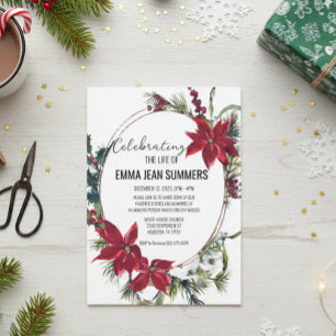 Invitación Celebración Invernal de la Vida Poinsettia de Navi