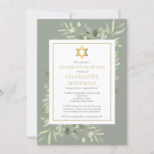Invitación Celebración Judía de Funeral de Vida Verde
