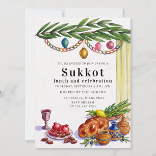 Invitación Celebración judía de Sukkot סוכות Sukkah Etrog Lul
