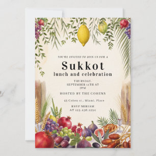 Invitación Celebración judía de Sukkot Sukkah Etrog Lulav