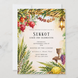 Invitación Celebración judía de Sukkot Sukkah Lulav