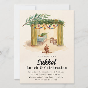 Invitación Celebración judía de Sukkot Sukkah Potluck Etrog