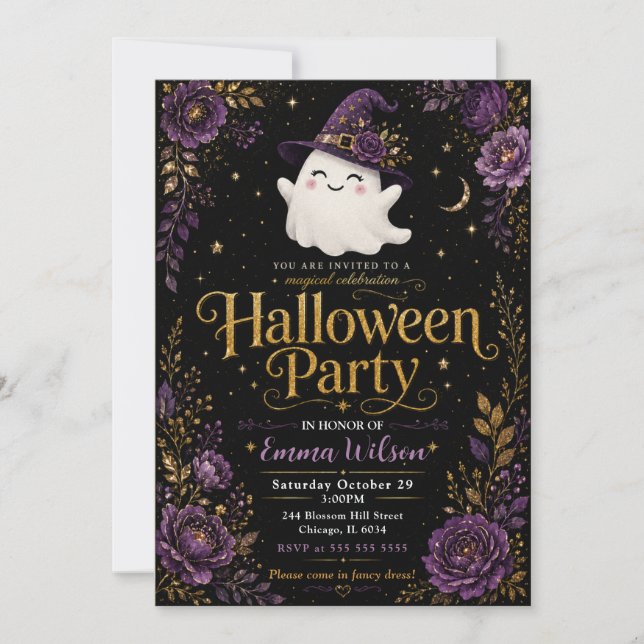 Invitación Celebración Mágica de Halloween (Anverso)