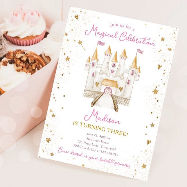 Invitación Celebración mágica Princesa Castillo Chica Cumplea (Subido por el creador)