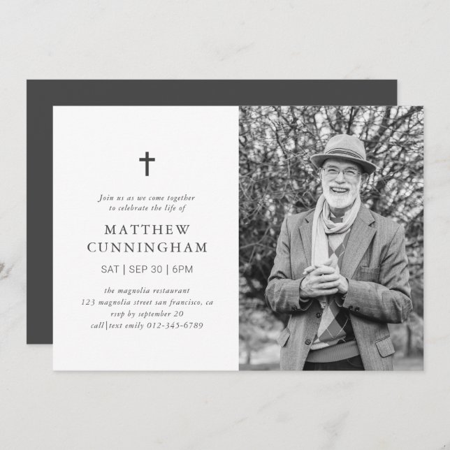 Invitación Celebración Memorial De La Vida Moderna Y Simple C (Anverso / Reverso)