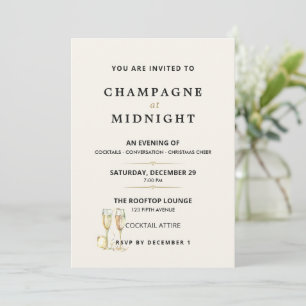 Invitación Celebración Minimalista de Año Nuevo con Champán