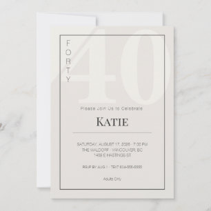 Invitación Celebración minimalista de cumpleaños número 40