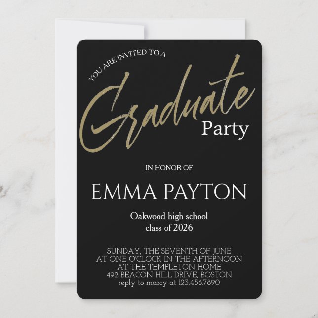 Invitación Celebración moderna de graduación (Anverso)