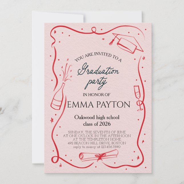 Invitación Celebración moderna de graduación (Anverso)