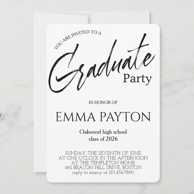 Invitación Celebración moderna de graduación (Anverso)