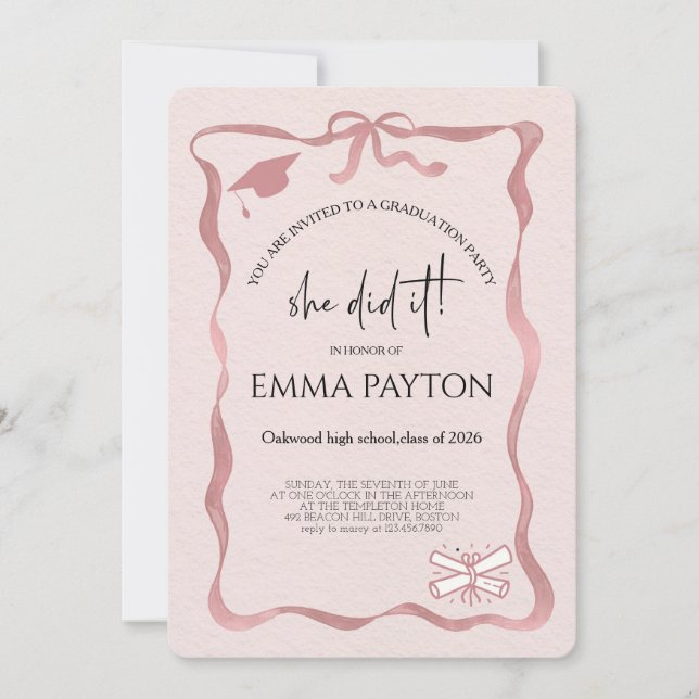 Invitación Celebración moderna de graduación (Anverso)