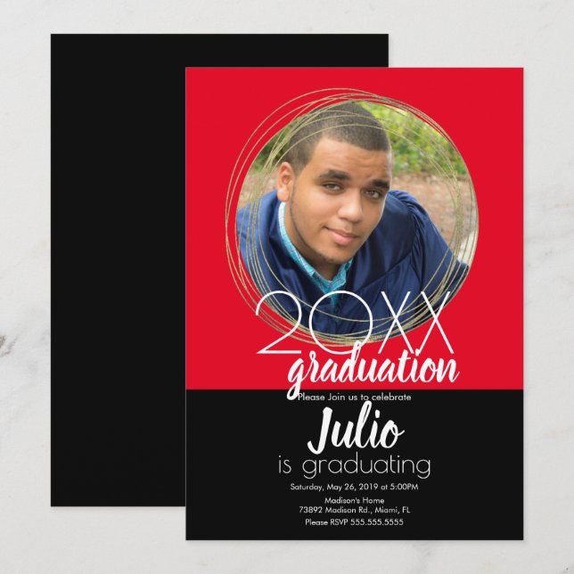 Invitación Celebración moderna de graduación de dos fotos de  (Anverso / Reverso)