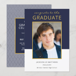 Invitación Celebración moderna de graduación de fotos en bloq