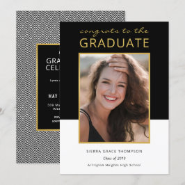 Invitación Celebración moderna de graduación de fotos en bloq