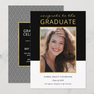 Invitación Celebración moderna de graduación de fotos en bloq