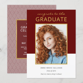 Invitación Celebración moderna de graduación de fotos en bloq