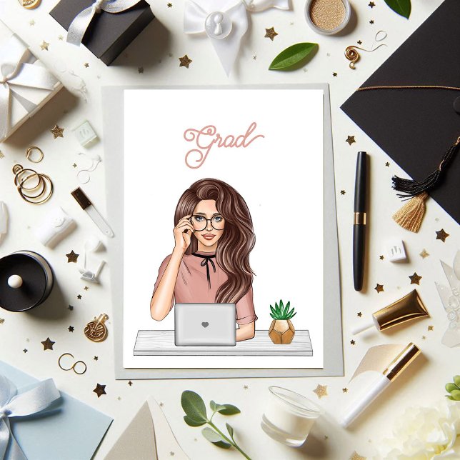 Invitación Celebración moderna de graduados de una mujer eleg (Stylish Woman Modern Graduate Celebration Invitation)