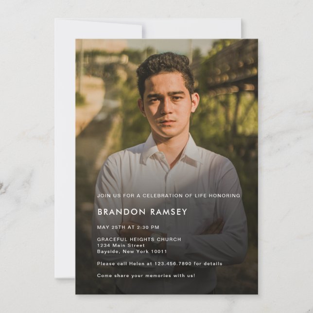 Invitación Celebración Moderna De La Vida Con Fotografías (Anverso)