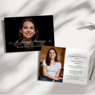 Invitación Celebración moderna de la vida con fotos/Funeral/R