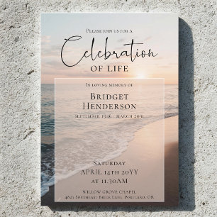 Invitación Celebración Moderna de la Vida Memorial en la Play