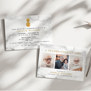 Invitación Celebración Moderna de Mármol de la Vida Memorial 