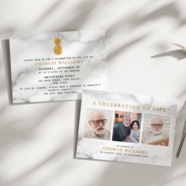 Invitación Celebración Moderna de Mármol de la Vida Memorial  (Subido por el creador)