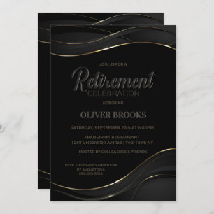 Invitación Celebración moderna de retiro de oro negro