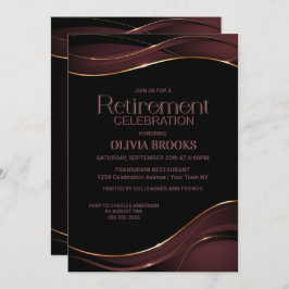 Invitación Celebración moderna de retiro rosado negro