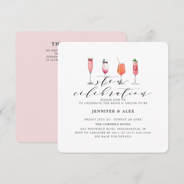 Invitación Celebración moderna de Rubor Sten (Anverso / Reverso)