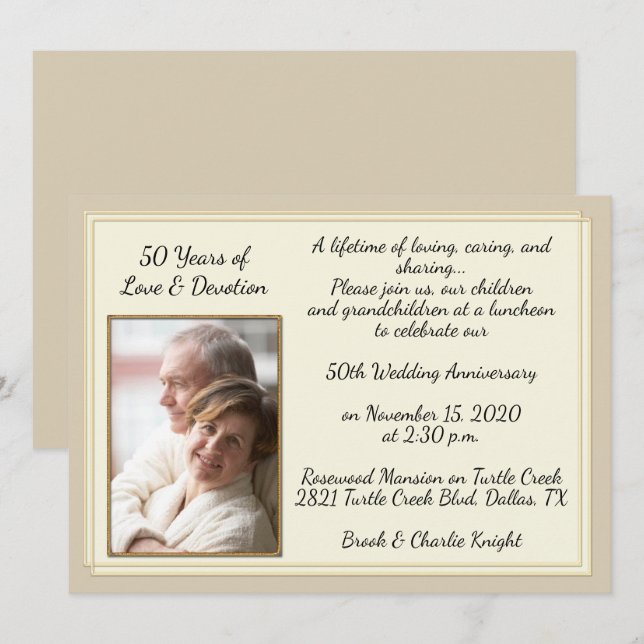 Invitación Celebración moderna del 50 aniversario (Anverso / Reverso)