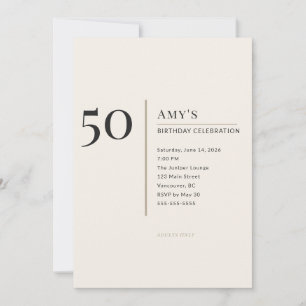Invitación Celebración moderna minimalista del 50 cumpleaños 
