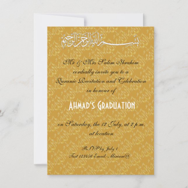 Invitación celebración musulmana de Allah de oro (Anverso)