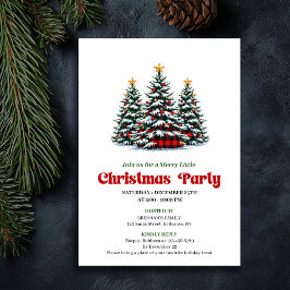 Invitación Celebración navideña a cuadros rojos y negros mini