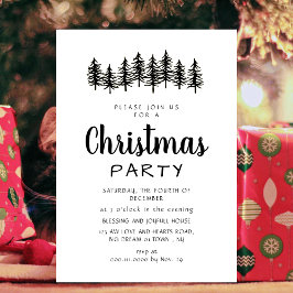 Invitación Celebración Navideña Chic de Línea de Árboles Esca