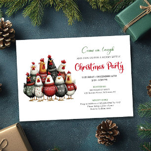 Invitación Celebración navideña de gallinas extravagantes en 