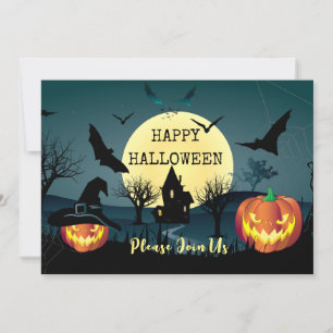 Invitación Celebración nocturna de Halloween, luna de fantasí