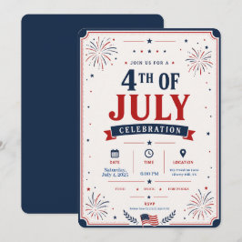 Invitación Celebración Patriótica Clásica del 4 de Julio con