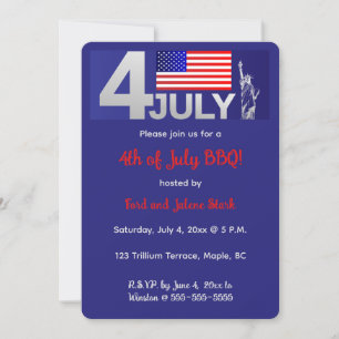Invitación Celebración Patriótica Editable del 4 de Julio
