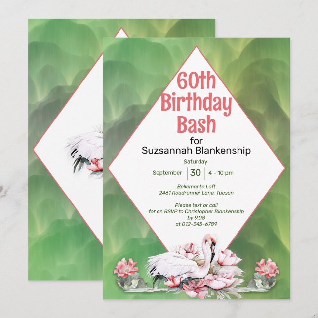 Invitación Celebración personalizada de flor tropical y flame (Anverso / Reverso)