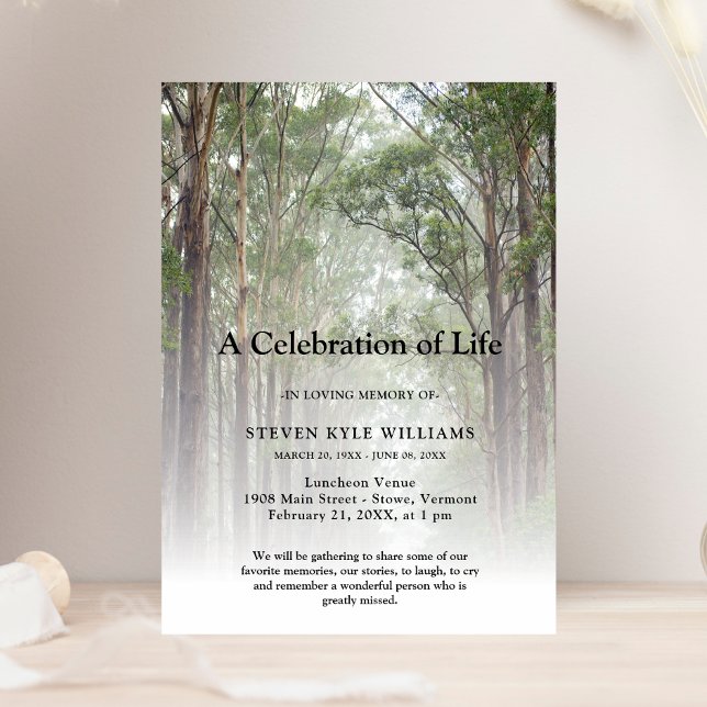 Invitación Celebración personalizada de la selva mineral de l (Forest Celebration of Life Invitation)