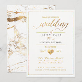 Invitación Celebración PixDezines Marble/Faux Gold/Boda