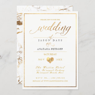 Invitación Celebración PixDezines Marble/Faux Gold/Boda